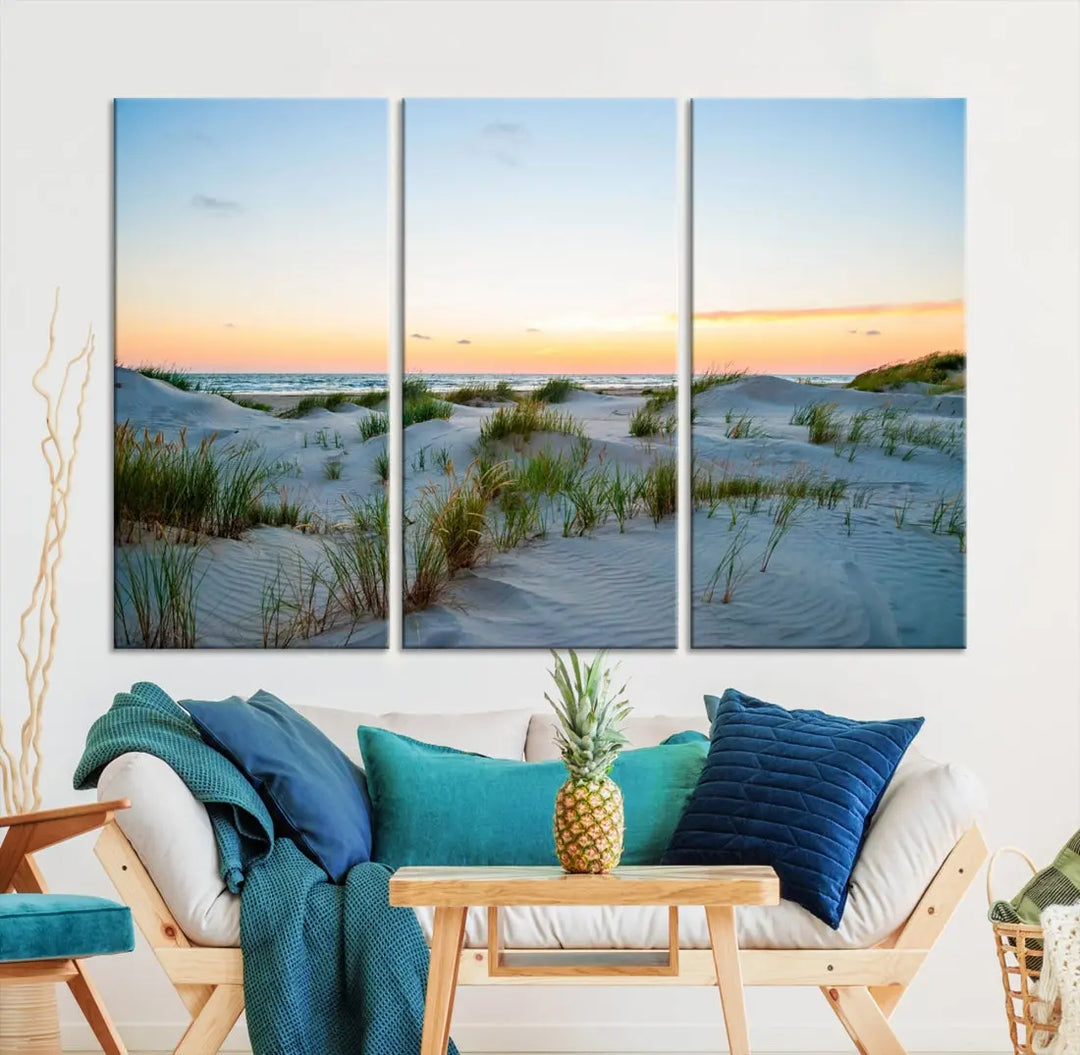 Ocean Beach Wall Art Canvas Print Sunset Artwork Print Coastal Wall Art