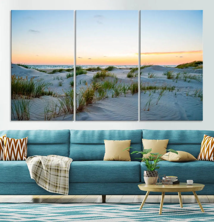 Ocean Beach Wall Art Canvas Print Sunset Artwork Print Coastal Wall Art