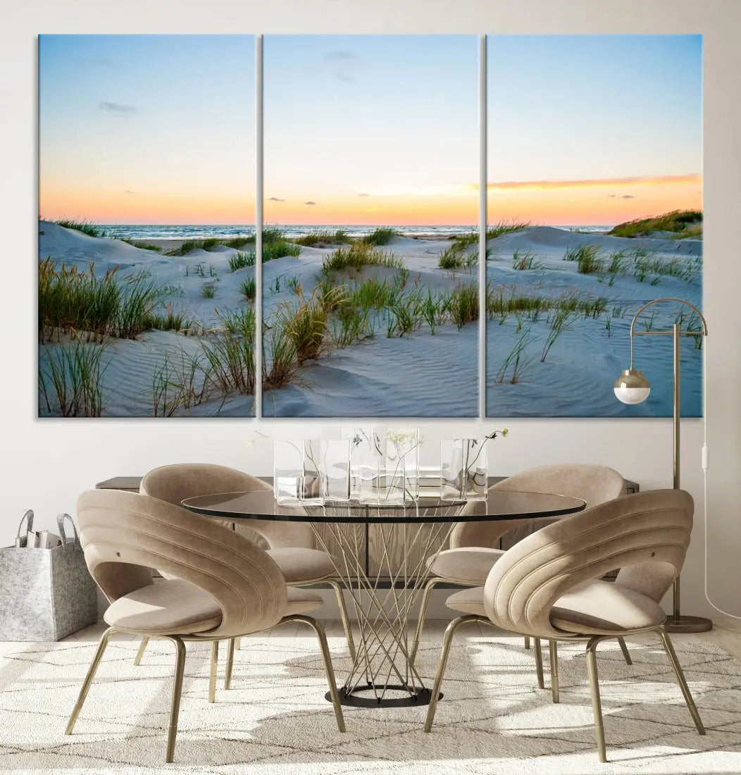 Ocean Beach Wall Art Canvas Print Sunset Artwork Print Coastal Wall Art