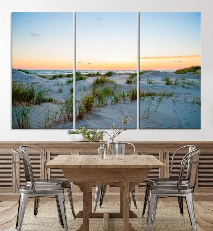 Ocean Beach Wall Art Canvas Print Sunset Artwork Print Coastal Wall Art