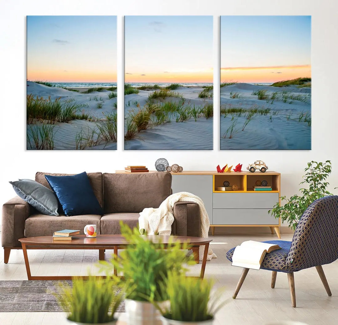 Ocean Beach Wall Art Canvas Print Sunset Artwork Print Coastal Wall Art