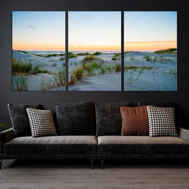 Ocean Beach Wall Art Canvas Print Sunset Artwork Print Coastal Wall Art