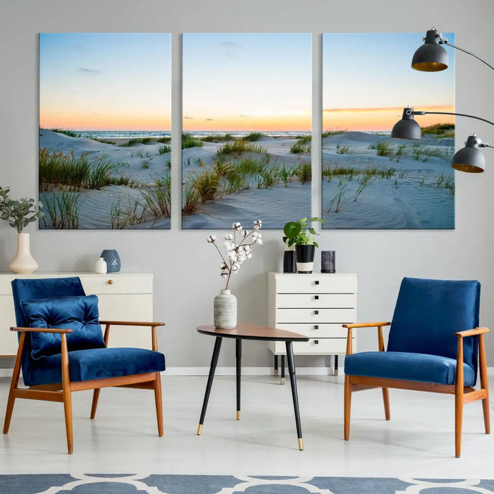 Ocean Beach Wall Art Canvas Print Sunset Artwork Print Coastal Wall Art