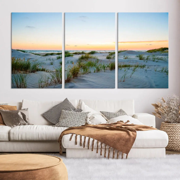 Ocean Beach Wall Art Canvas Print Sunset Artwork Print Coastal Wall Art