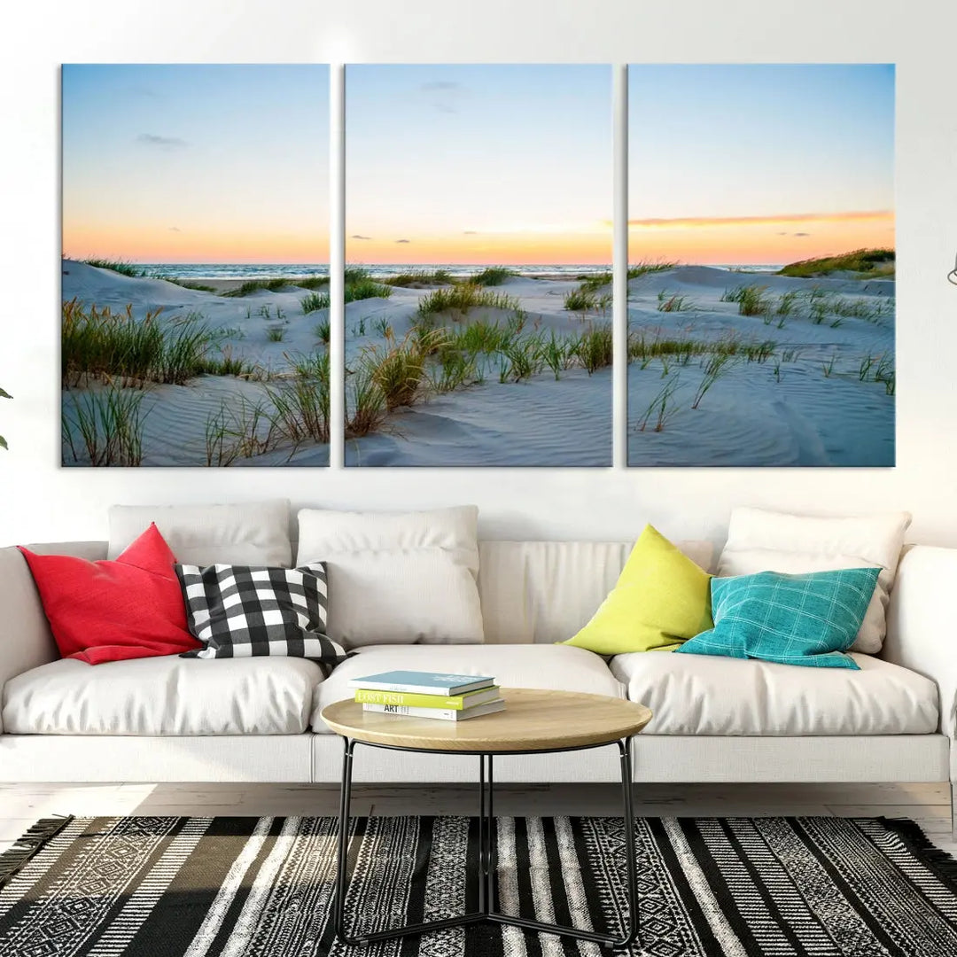 Ocean Beach Wall Art Canvas Print Sunset Artwork Print Coastal Wall Art