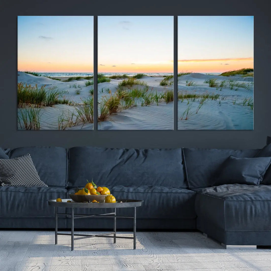 Ocean Beach Wall Art Canvas Print Sunset Artwork Print Coastal Wall Art