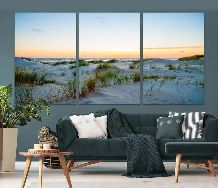 Ocean Beach Wall Art Canvas Print Sunset Artwork Print Coastal Wall Art