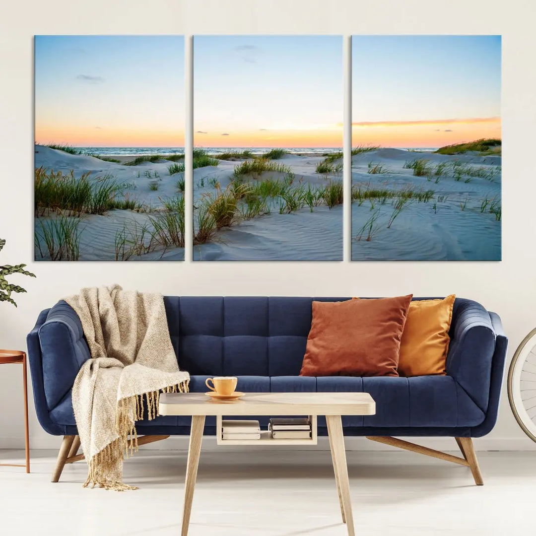 Ocean Beach Wall Art Canvas Print Sunset Artwork Print Coastal Wall Art