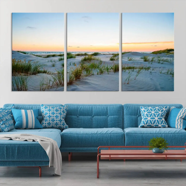 Ocean Beach Wall Art Canvas Print Sunset Artwork Print Coastal Wall Art