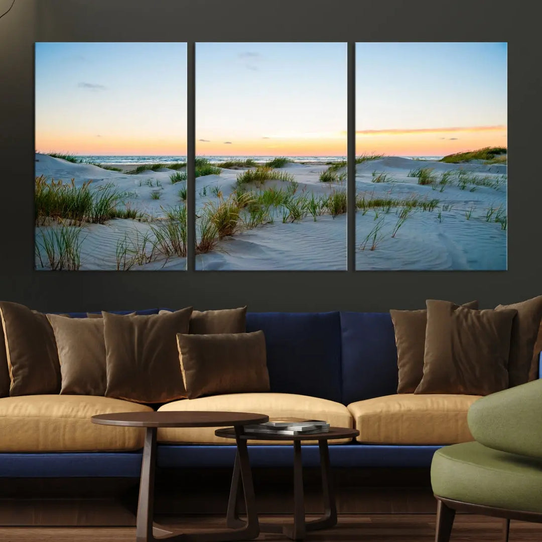 Ocean Beach Wall Art Canvas Print Sunset Artwork Print Coastal Wall Art