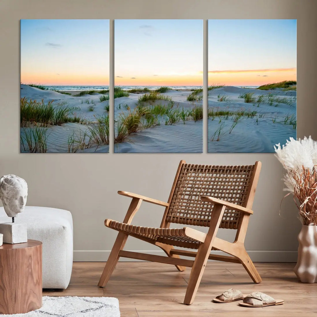 Ocean Beach Wall Art Canvas Print Sunset Artwork Print Coastal Wall Art