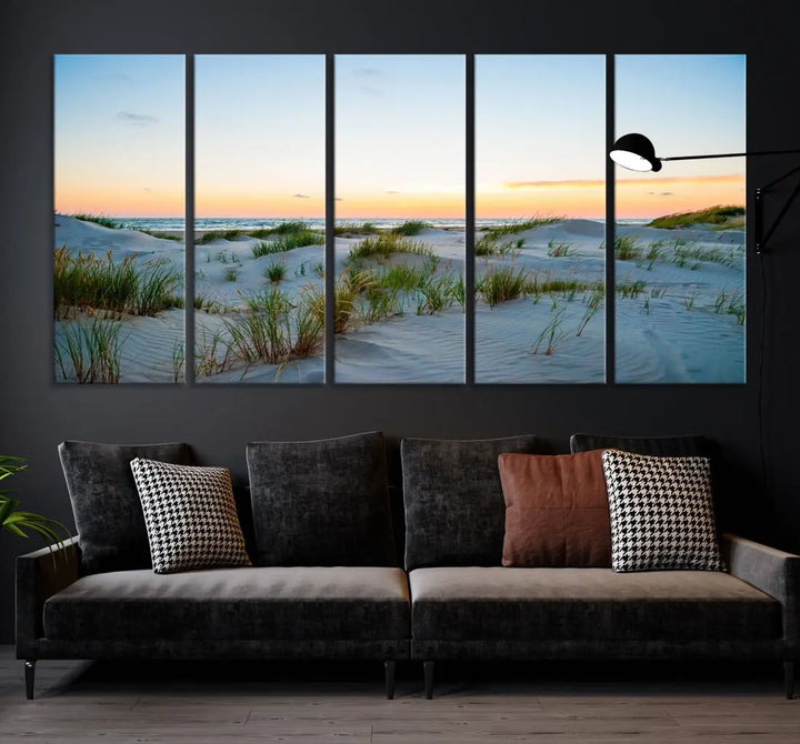 Ocean Beach Wall Art Canvas Print Sunset Artwork Print Coastal Wall Art