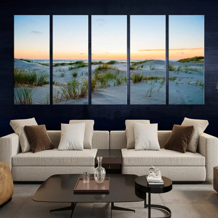 Ocean Beach Wall Art Canvas Print Sunset Artwork Print Coastal Wall Art