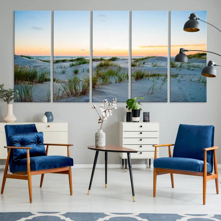 Ocean Beach Wall Art Canvas Print Sunset Artwork Print Coastal Wall Art