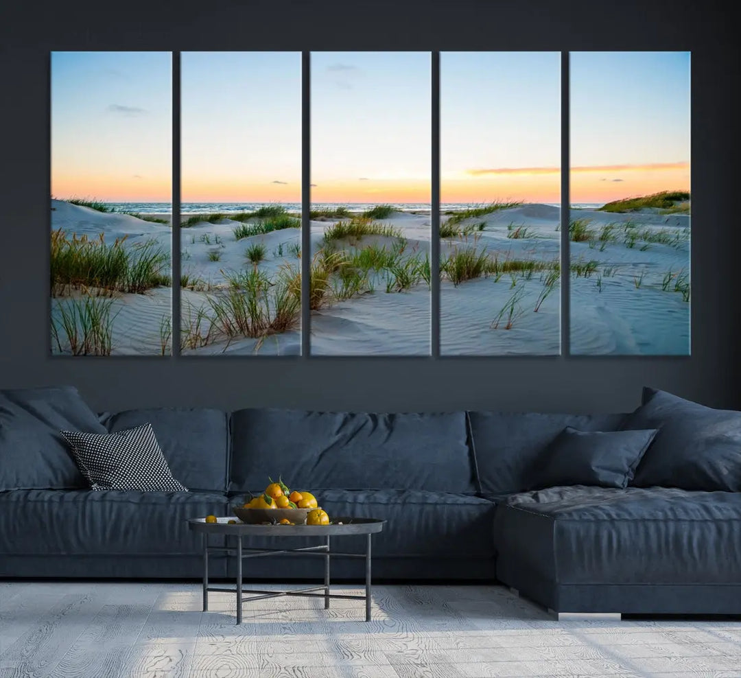 Ocean Beach Wall Art Canvas Print Sunset Artwork Print Coastal Wall Art