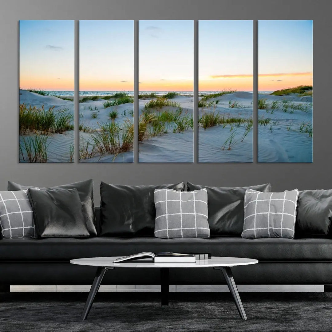 Ocean Beach Wall Art Canvas Print Sunset Artwork Print Coastal Wall Art