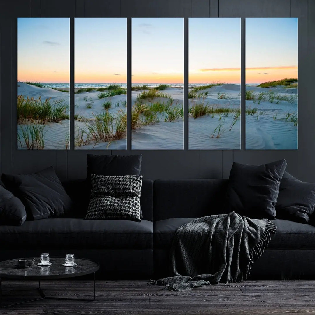 Ocean Beach Wall Art Canvas Print Sunset Artwork Print Coastal Wall Art