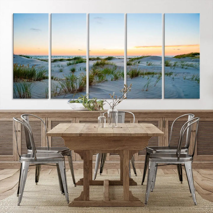 Ocean Beach Wall Art Canvas Print Sunset Artwork Print Coastal Wall Art