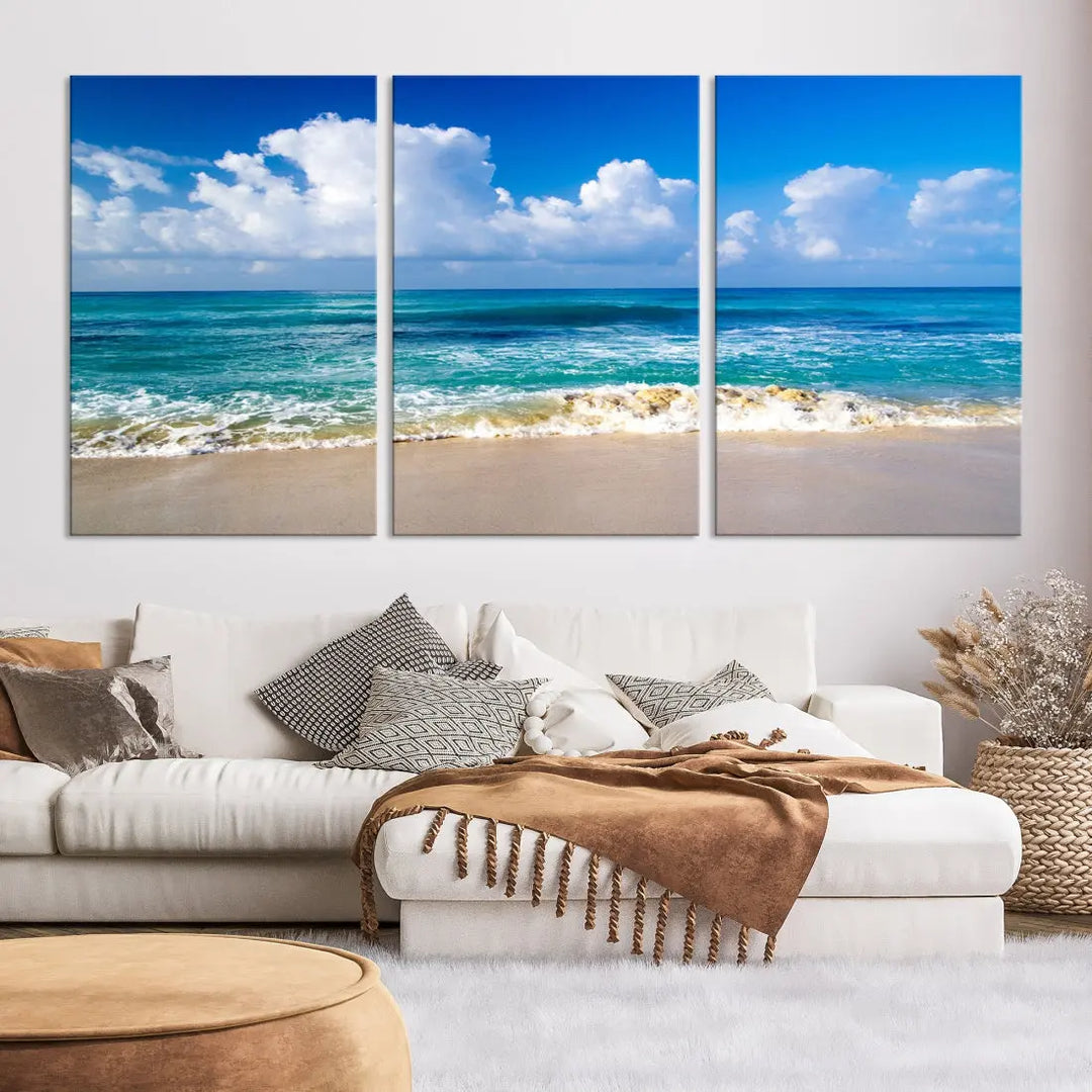 Ocean Beach Wall Art Canvas Print Sunset Artwork Print Coastal Wall Art