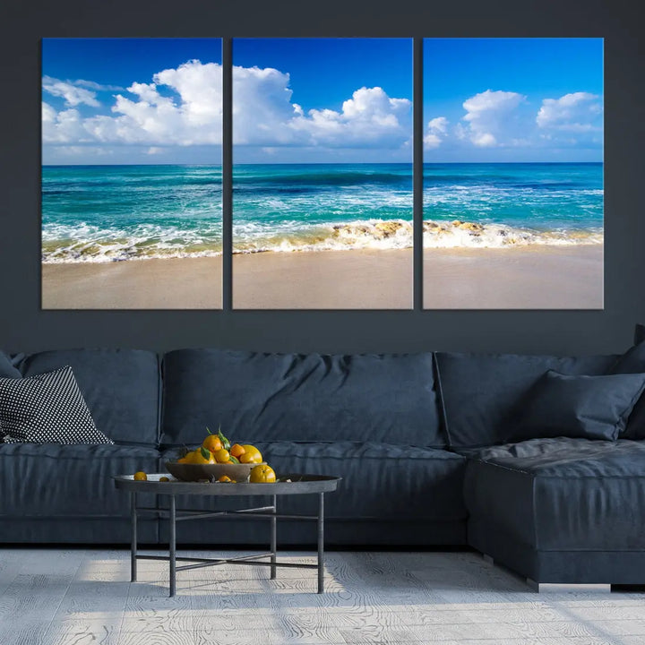 Ocean Beach Wall Art Canvas Print Sunset Artwork Print Coastal Wall Art