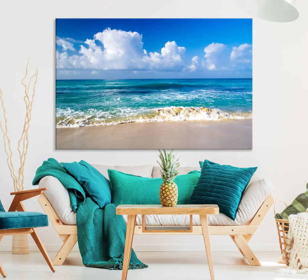 Ocean Beach Wall Art Canvas Print Sunset Artwork Print Coastal Wall Art