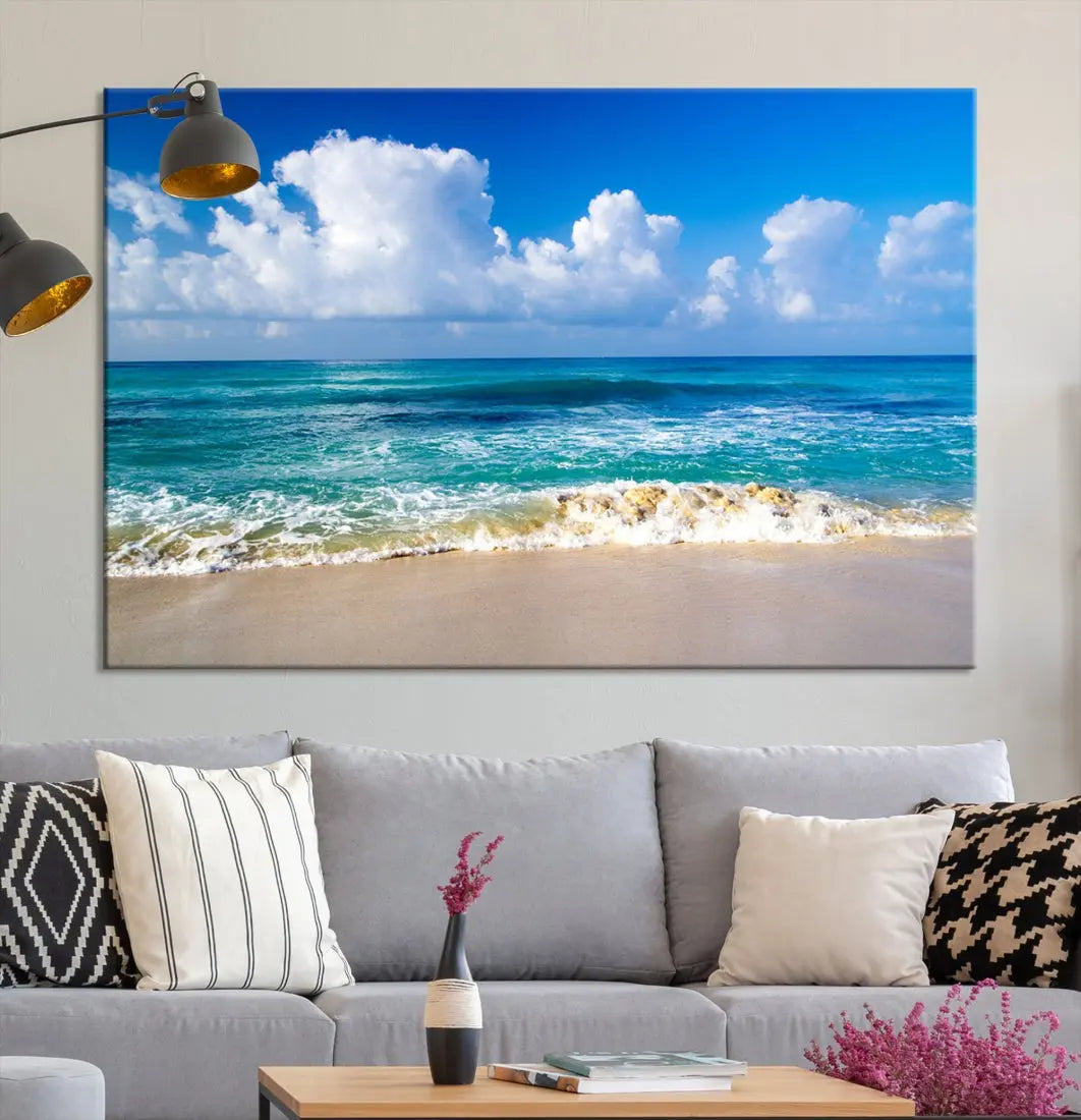 Ocean Beach Wall Art Canvas Print Sunset Artwork Print Coastal Wall Art