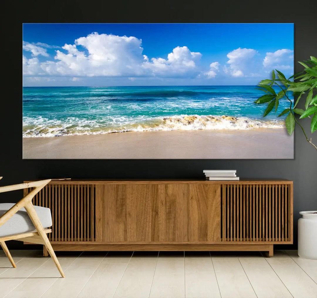 Ocean Beach Wall Art Canvas Print Sunset Artwork Print Coastal Wall Art