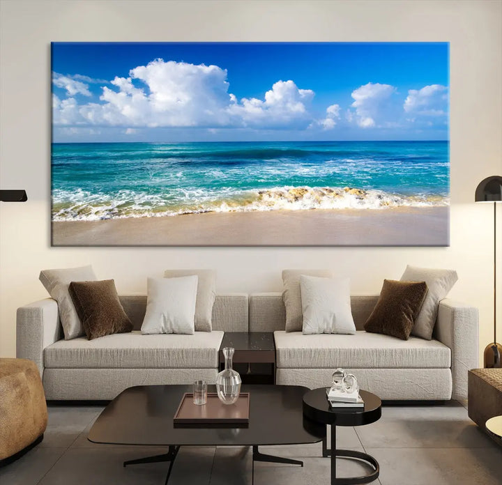 Ocean Beach Wall Art Canvas Print Sunset Artwork Print Coastal Wall Art