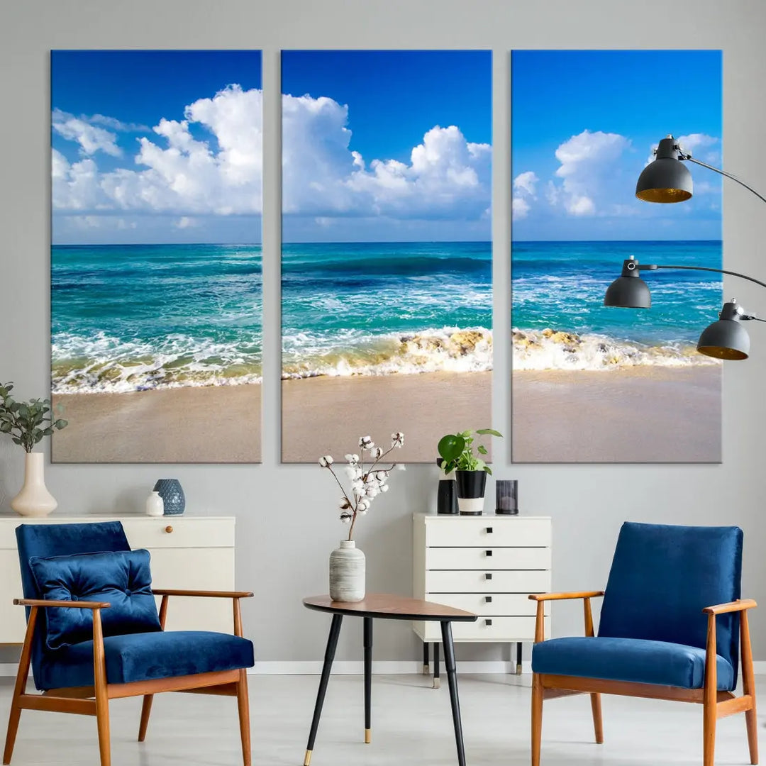 Ocean Beach Wall Art Canvas Print Sunset Artwork Print Coastal Wall Art