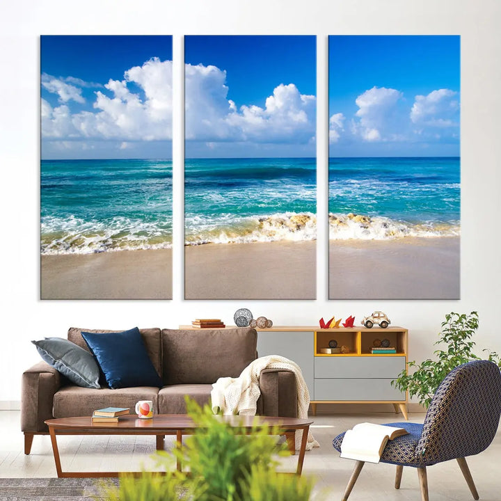 Ocean Beach Wall Art Canvas Print Sunset Artwork Print Coastal Wall Art