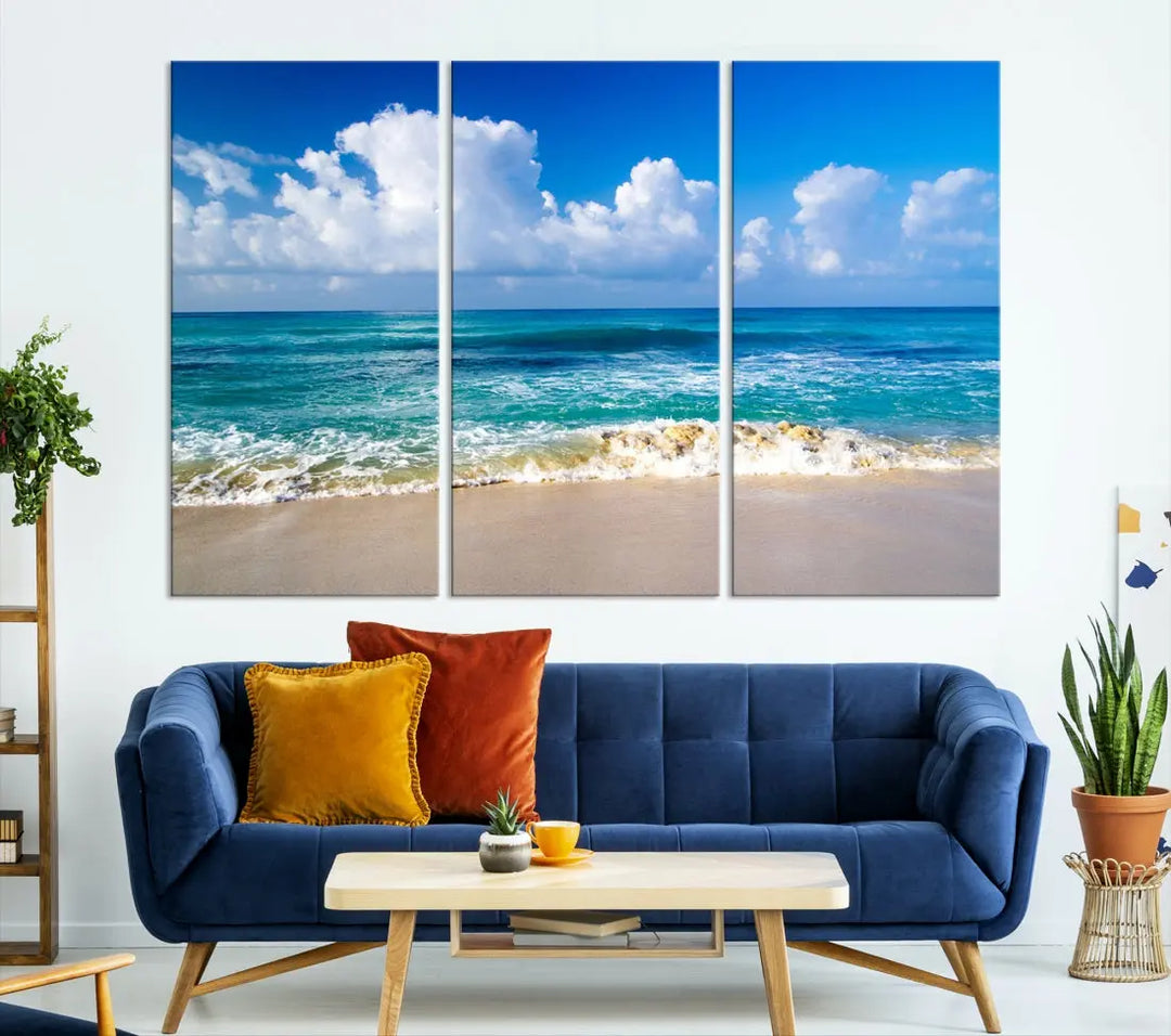 Ocean Beach Wall Art Canvas Print Sunset Artwork Print Coastal Wall Art