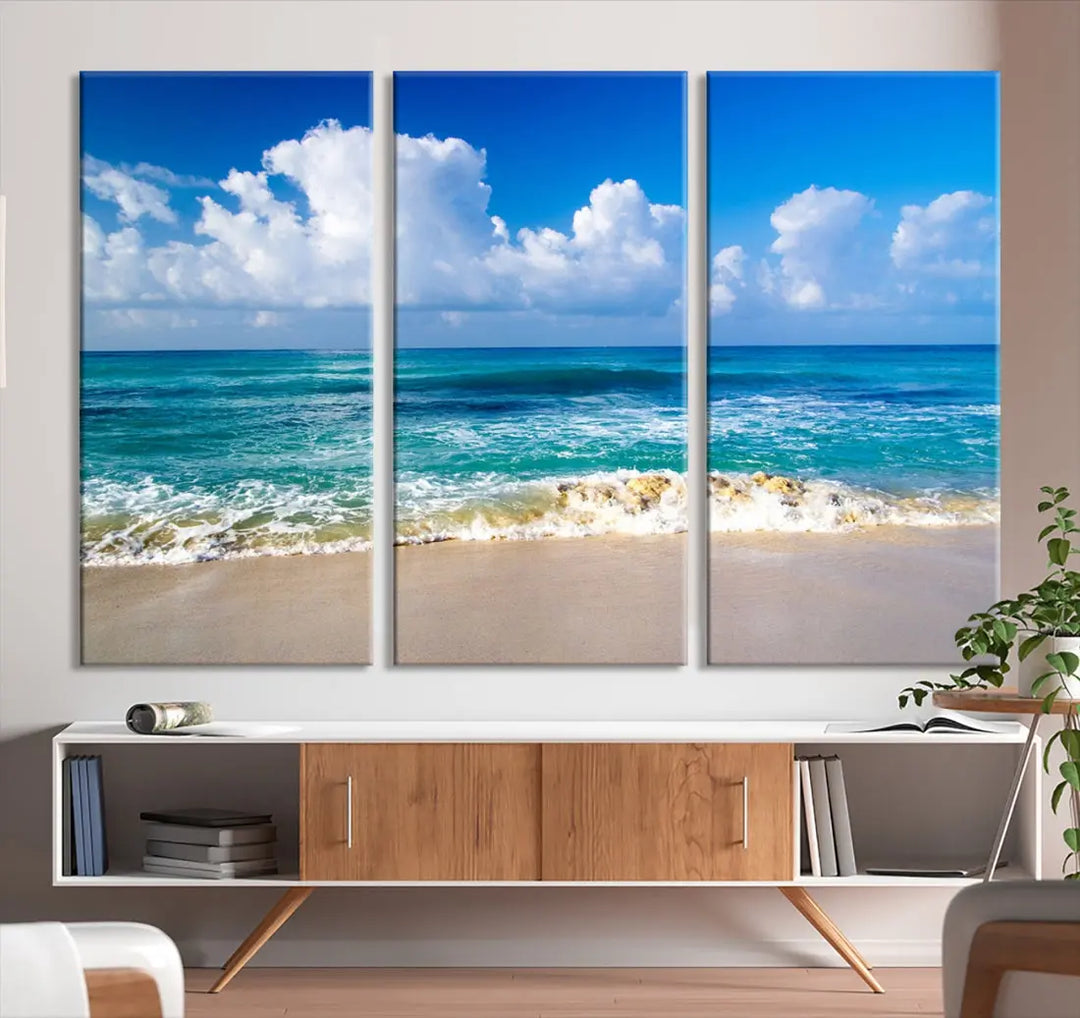 Ocean Beach Wall Art Canvas Print Sunset Artwork Print Coastal Wall Art