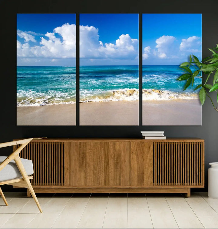 Ocean Beach Wall Art Canvas Print Sunset Artwork Print Coastal Wall Art