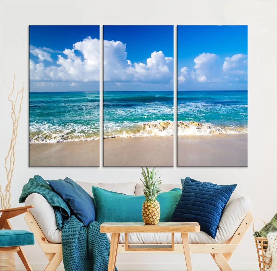 Ocean Beach Wall Art Canvas Print Sunset Artwork Print Coastal Wall Art