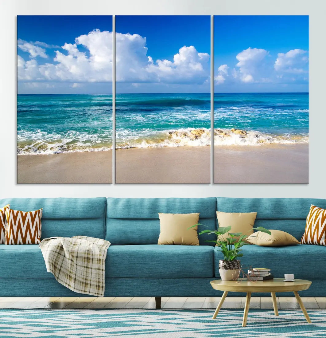 Ocean Beach Wall Art Canvas Print Sunset Artwork Print Coastal Wall Art