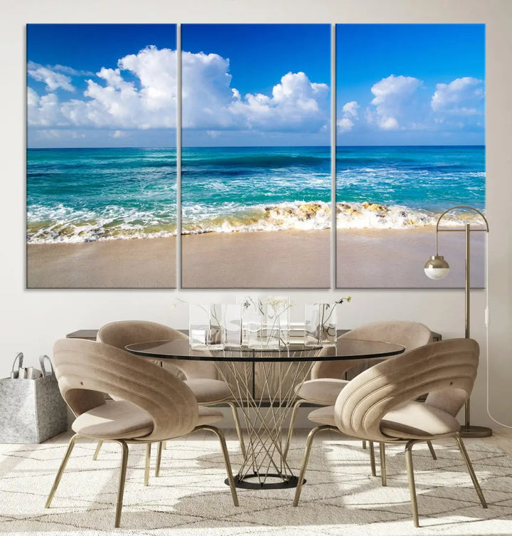 Ocean Beach Wall Art Canvas Print Sunset Artwork Print Coastal Wall Art