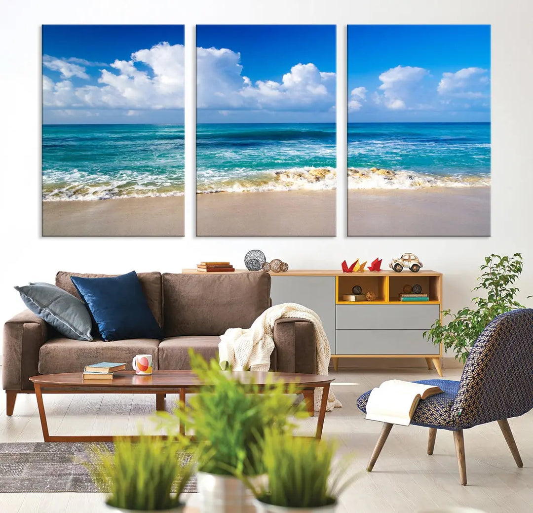 Ocean Beach Wall Art Canvas Print Sunset Artwork Print Coastal Wall Art