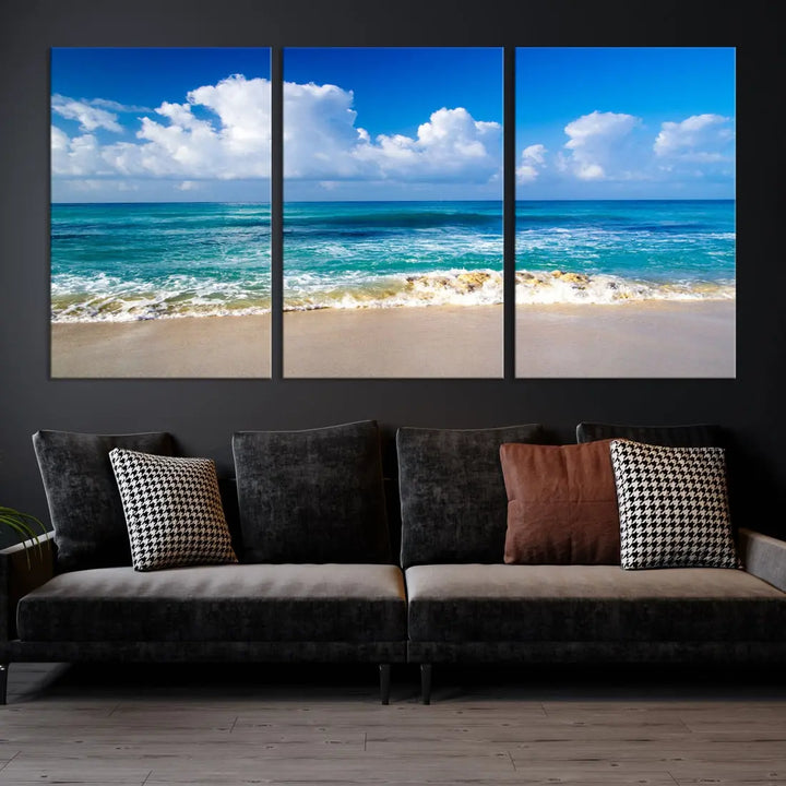 Ocean Beach Wall Art Canvas Print Sunset Artwork Print Coastal Wall Art