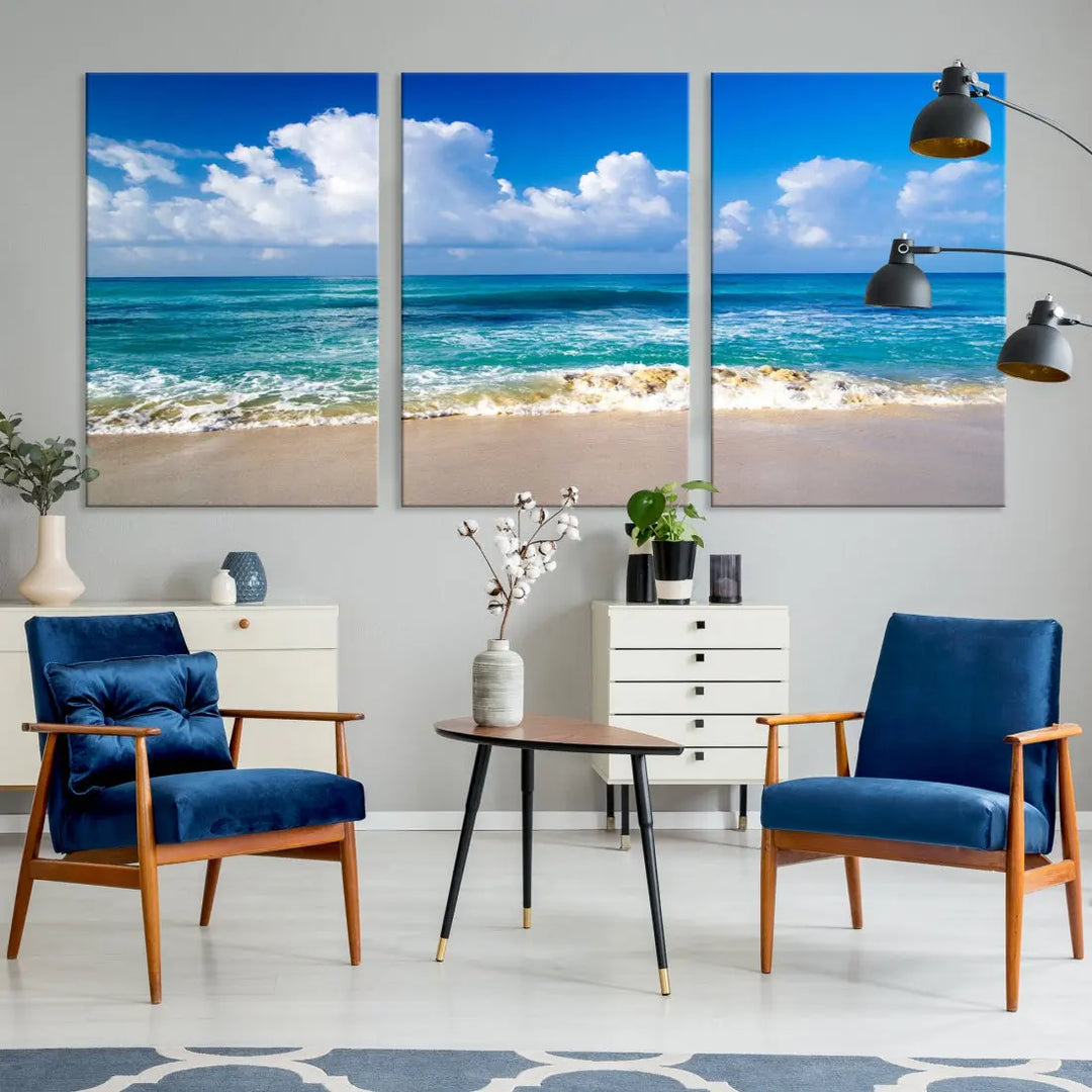 Ocean Beach Wall Art Canvas Print Sunset Artwork Print Coastal Wall Art