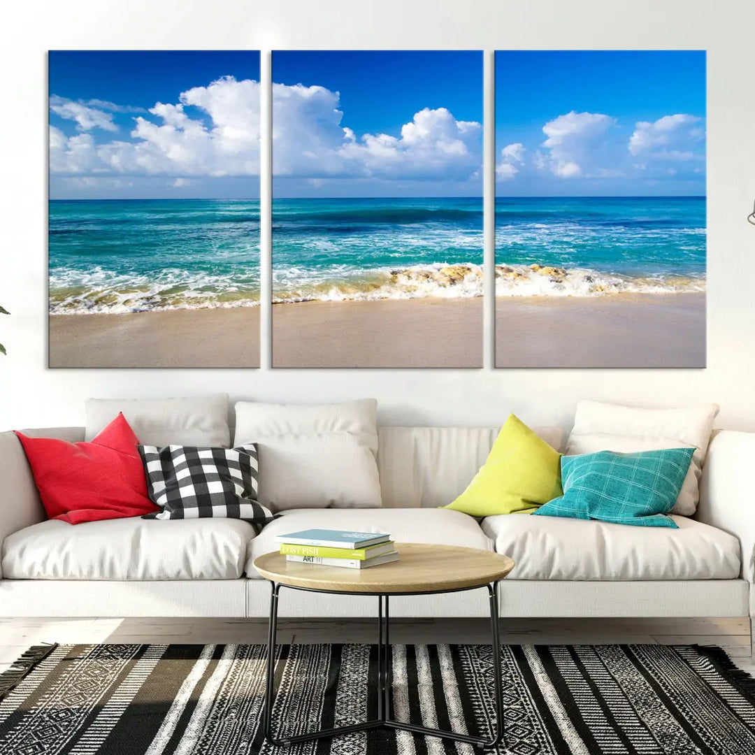 Ocean Beach Wall Art Canvas Print Sunset Artwork Print Coastal Wall Art