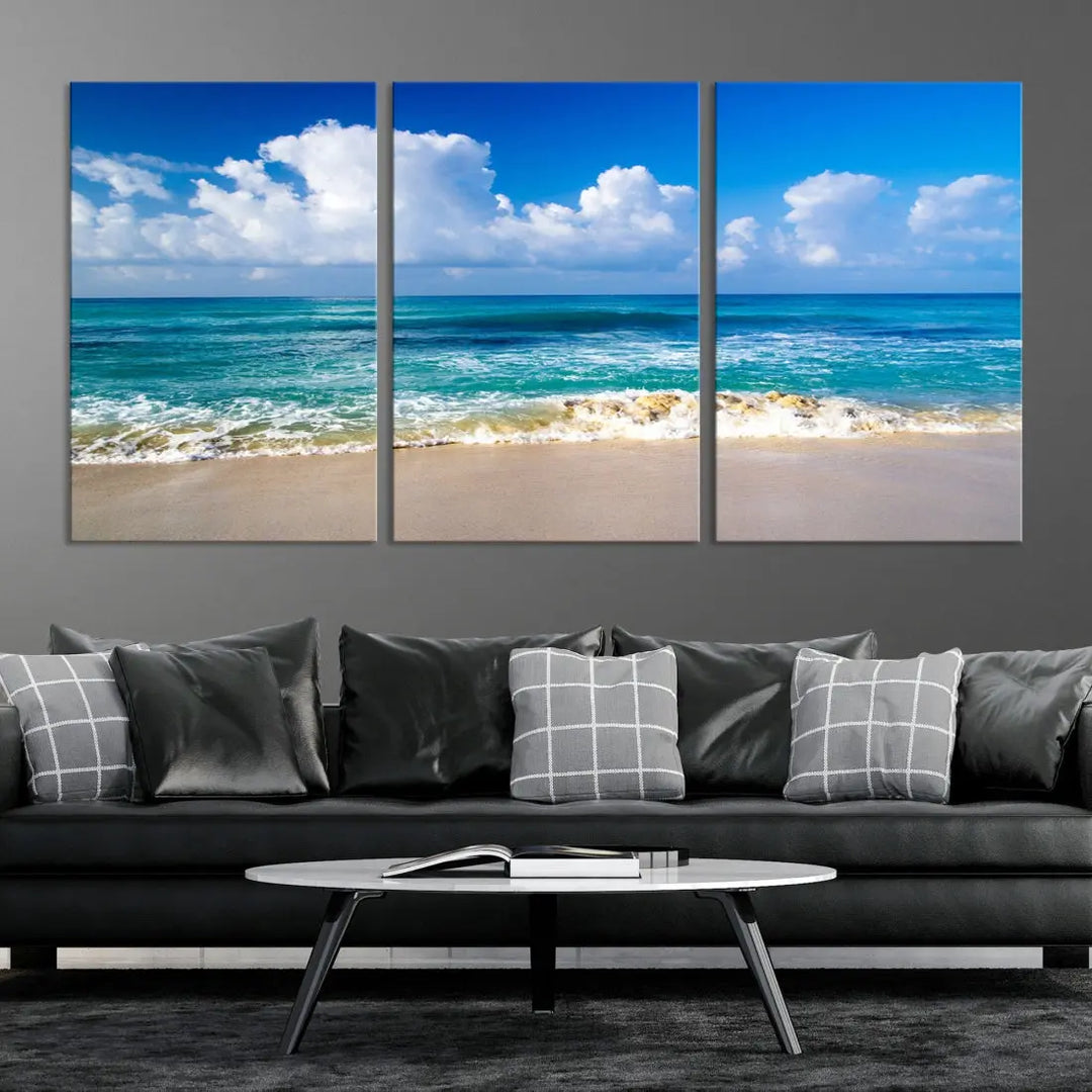 Ocean Beach Wall Art Canvas Print Sunset Artwork Print Coastal Wall Art