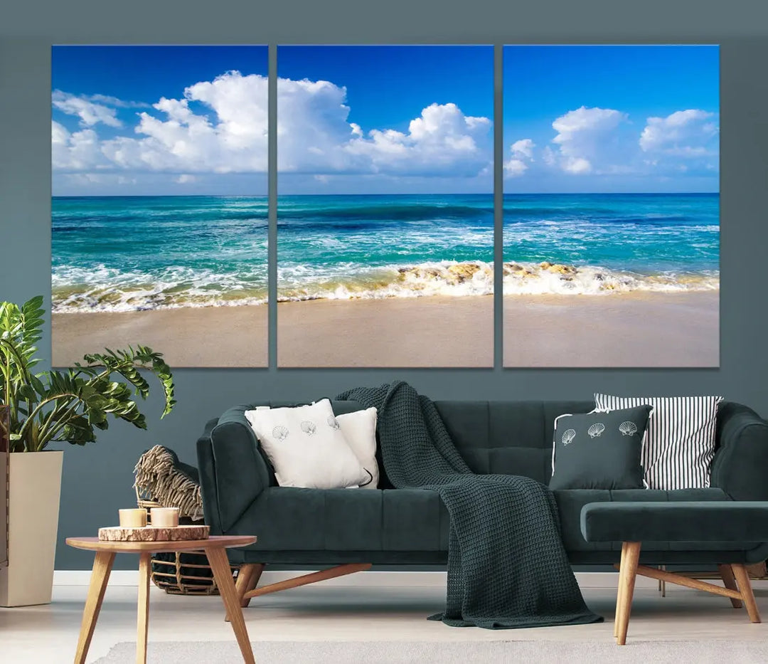 Ocean Beach Wall Art Canvas Print Sunset Artwork Print Coastal Wall Art