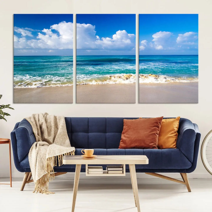 Ocean Beach Wall Art Canvas Print Sunset Artwork Print Coastal Wall Art