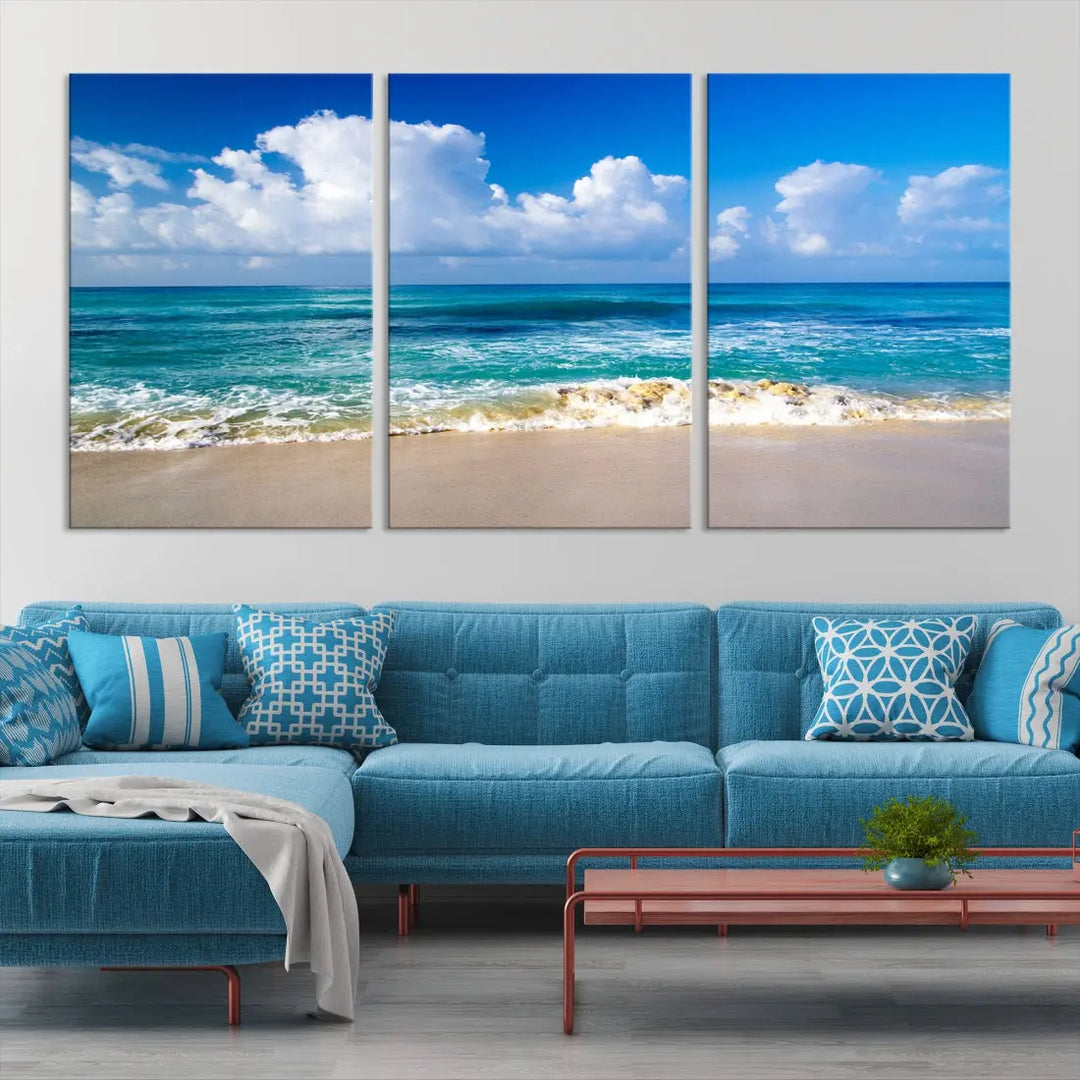 Ocean Beach Wall Art Canvas Print Sunset Artwork Print Coastal Wall Art