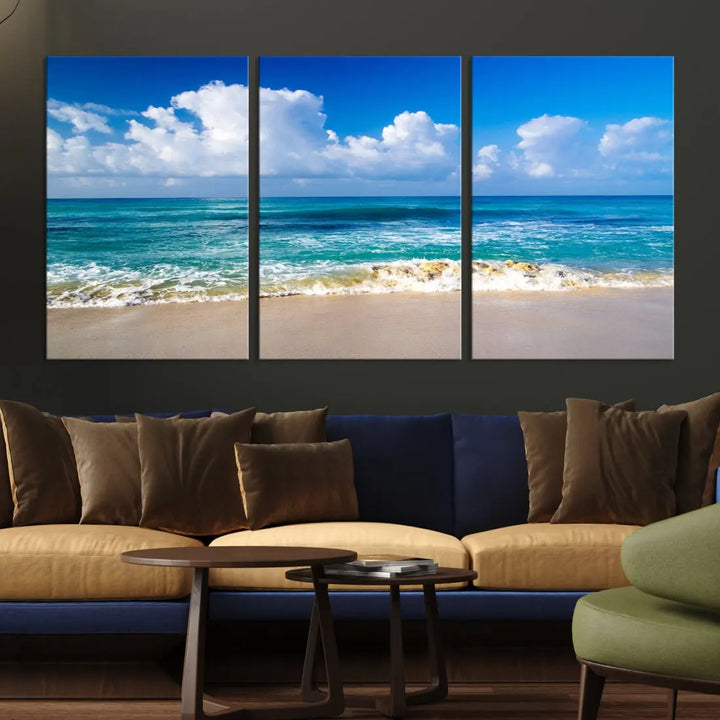 Ocean Beach Wall Art Canvas Print Sunset Artwork Print Coastal Wall Art