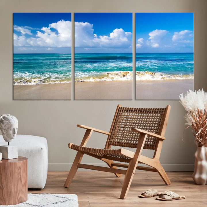 Ocean Beach Wall Art Canvas Print Sunset Artwork Print Coastal Wall Art