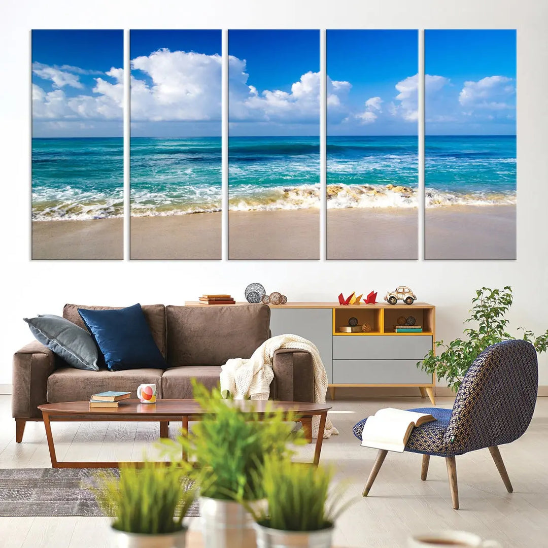 Ocean Beach Wall Art Canvas Print Sunset Artwork Print Coastal Wall Art