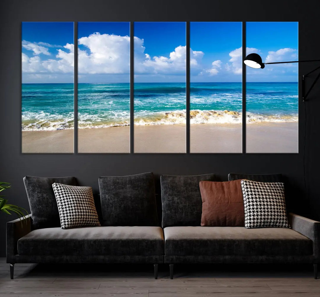 Ocean Beach Wall Art Canvas Print Sunset Artwork Print Coastal Wall Art