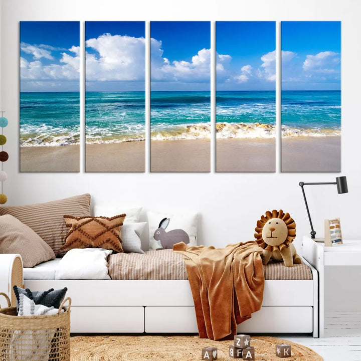 Ocean Beach Wall Art Canvas Print Sunset Artwork Print Coastal Wall Art