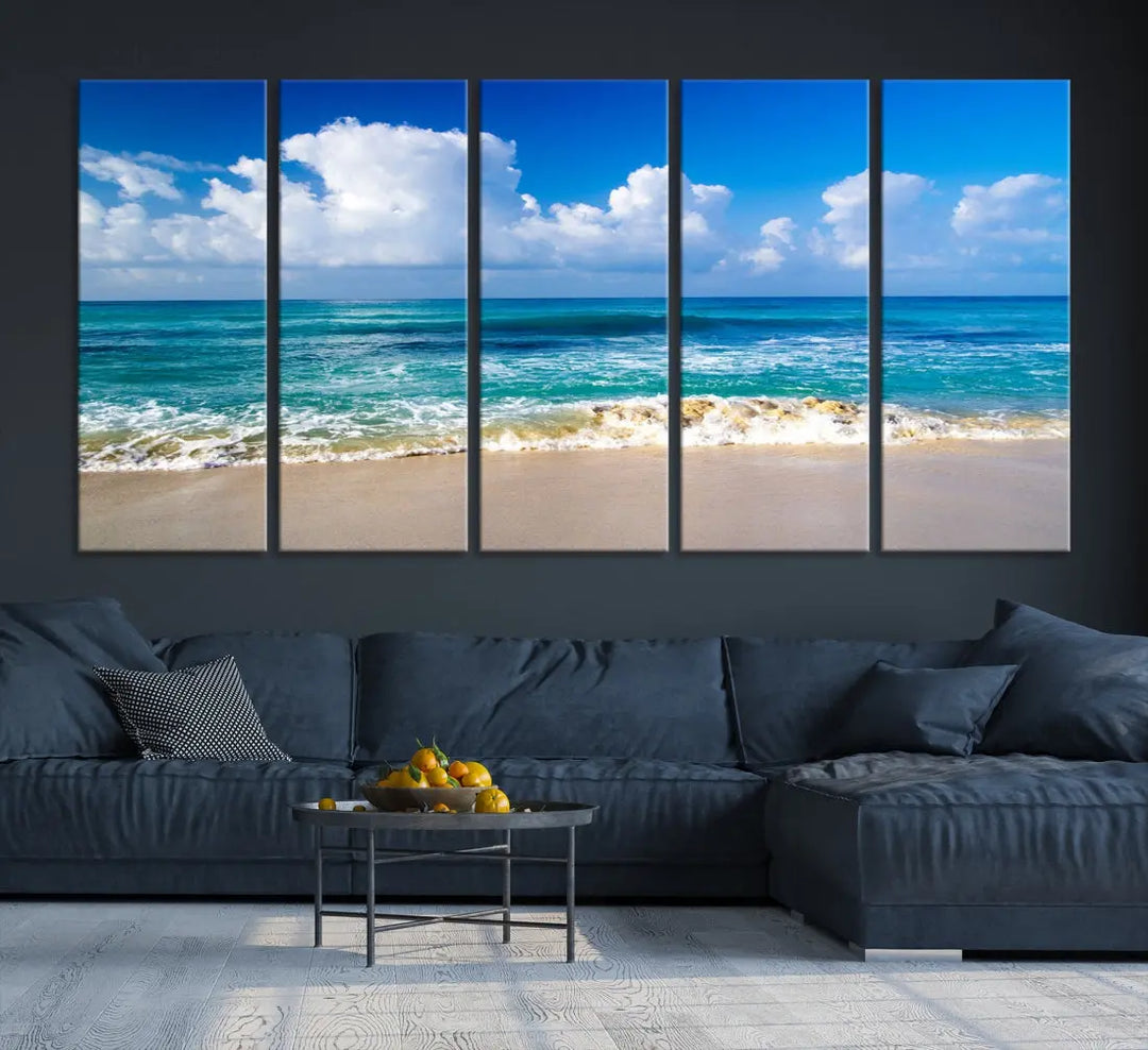 Ocean Beach Wall Art Canvas Print Sunset Artwork Print Coastal Wall Art